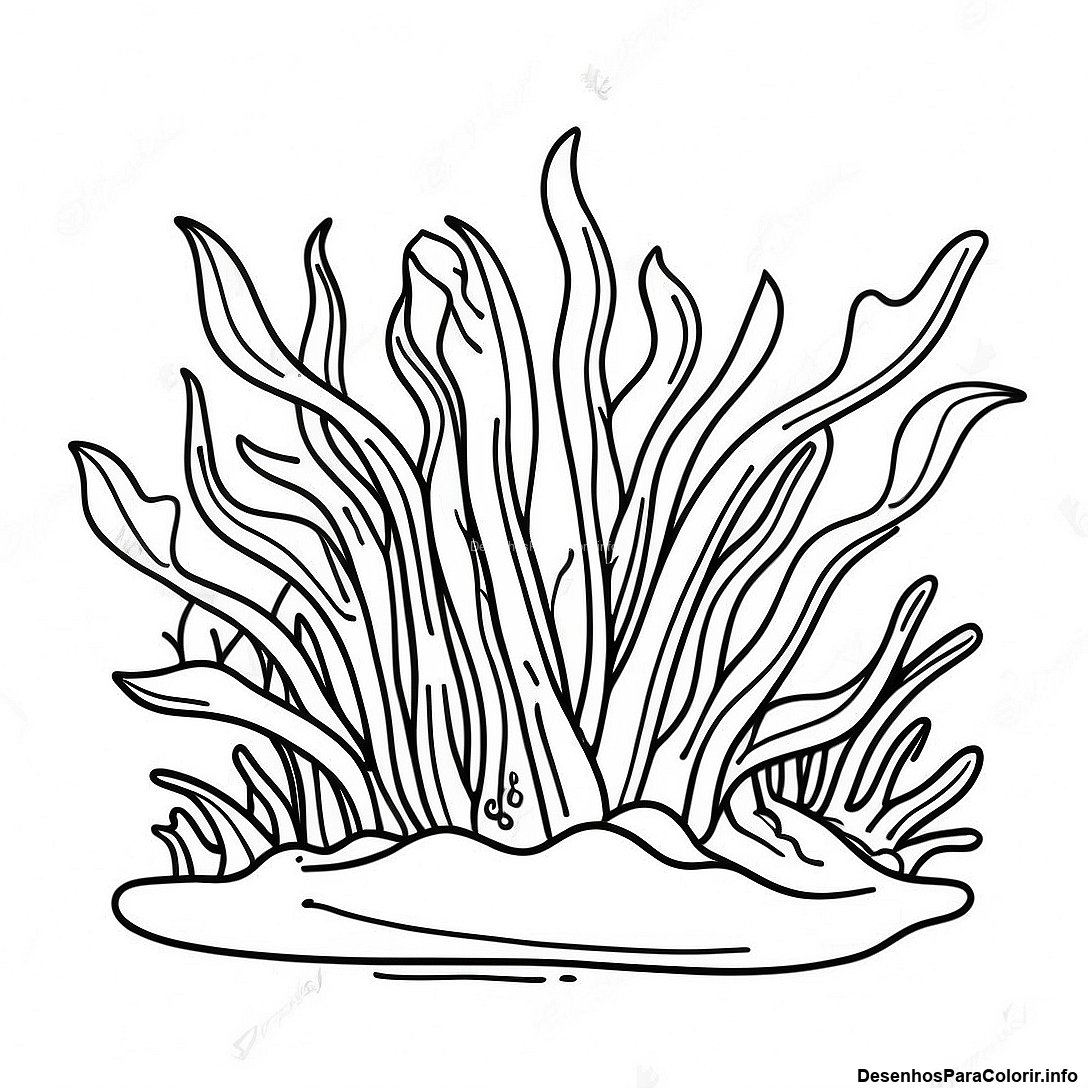 Página de colorir imprimível grátis Alga Realista No Oceano Página Para Colorir da coleção Diversos — desenho em preto e branco para crianças e adultos.