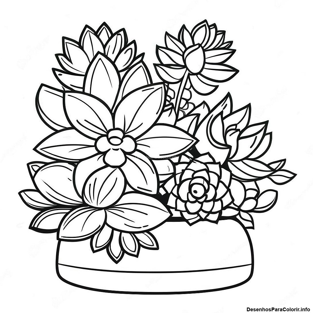 Arranjo De Suculentas Realista Pagina Para Colorir 32375 7061