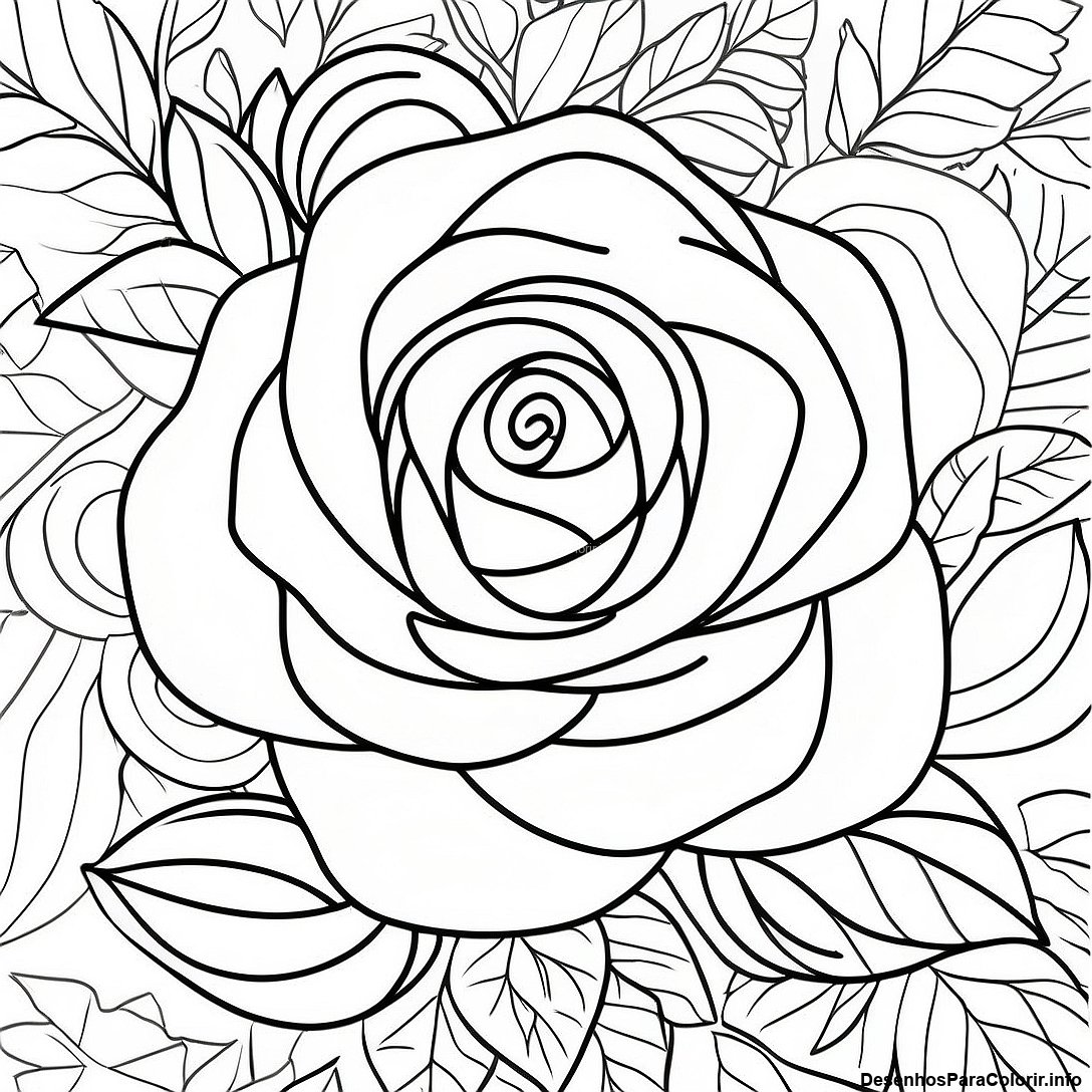 Close Up Realista De Rosa Pagina Para Colorir 12837 2822