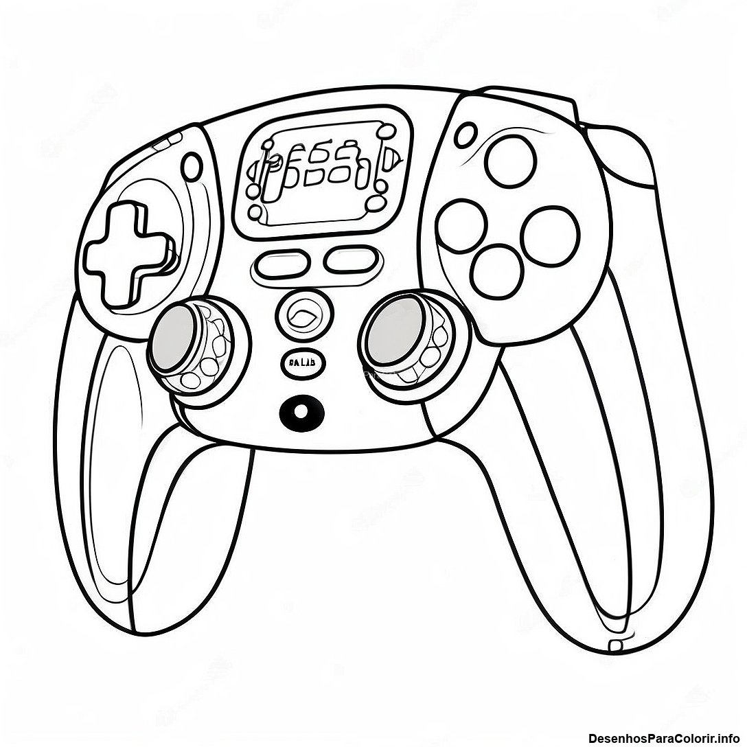 Página de colorir imprimível grátis Controle Ps5 Vintage Para Colorir da coleção Video Games — desenho em preto e branco para crianças e adultos.