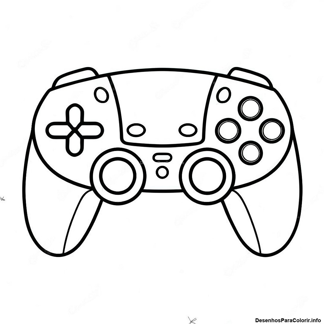 Página de colorir imprimível grátis Controle Ps5 Vintage Para Colorir da coleção Video Games — desenho em preto e branco para crianças e adultos.