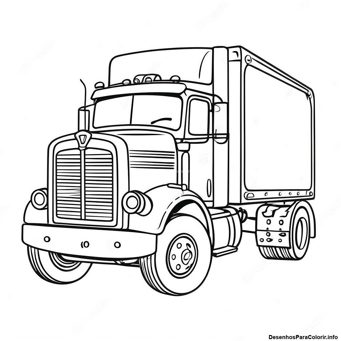 Página de colorir imprimível grátis Desenho Para Colorir De Caminhão Semi Vintage Com Design Clássico da coleção Trens — desenho em preto e branco para crianças e adultos.