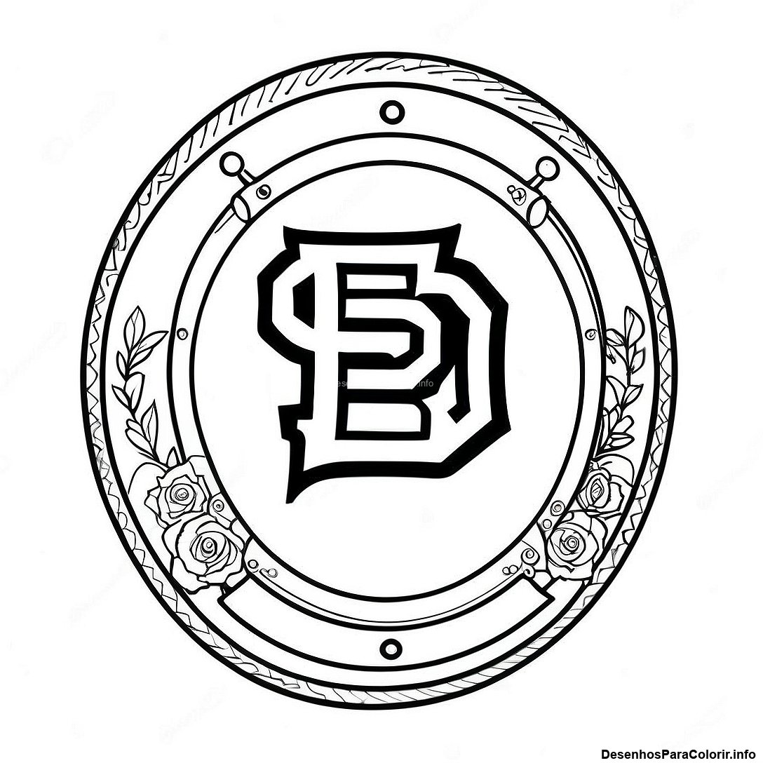 Página de colorir imprimível grátis Desenho Para Colorir Do Logo Vintage Dos Padres da coleção Esportes — desenho em preto e branco para crianças e adultos.