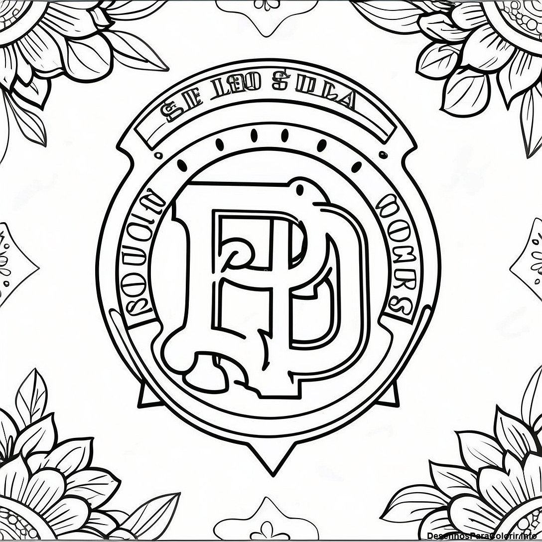 Página de colorir imprimível grátis Desenho Para Colorir Do Logo Vintage Dos Padres da coleção Esportes — desenho em preto e branco para crianças e adultos.
