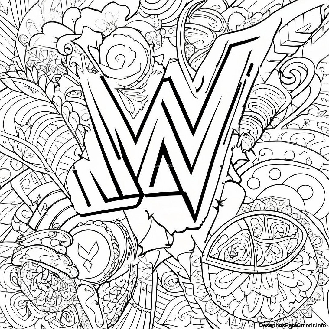 Página de colorir imprimível grátis Desenho Para Colorir Do Logotipo Da Wwe da coleção Diversos — desenho em preto e branco para crianças e adultos.