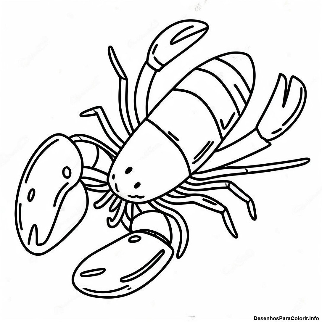 Página de colorir imprimível grátis Lagosta Realista Para Colorir da coleção Animais — desenho em preto e branco para crianças e adultos.
