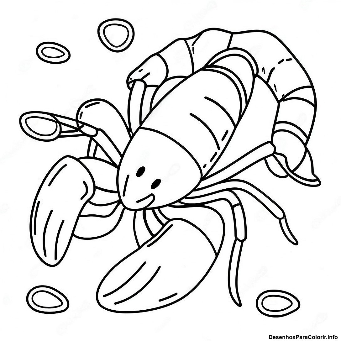 Página de colorir imprimível grátis Lagosta Realista Para Colorir da coleção Animais — desenho em preto e branco para crianças e adultos.