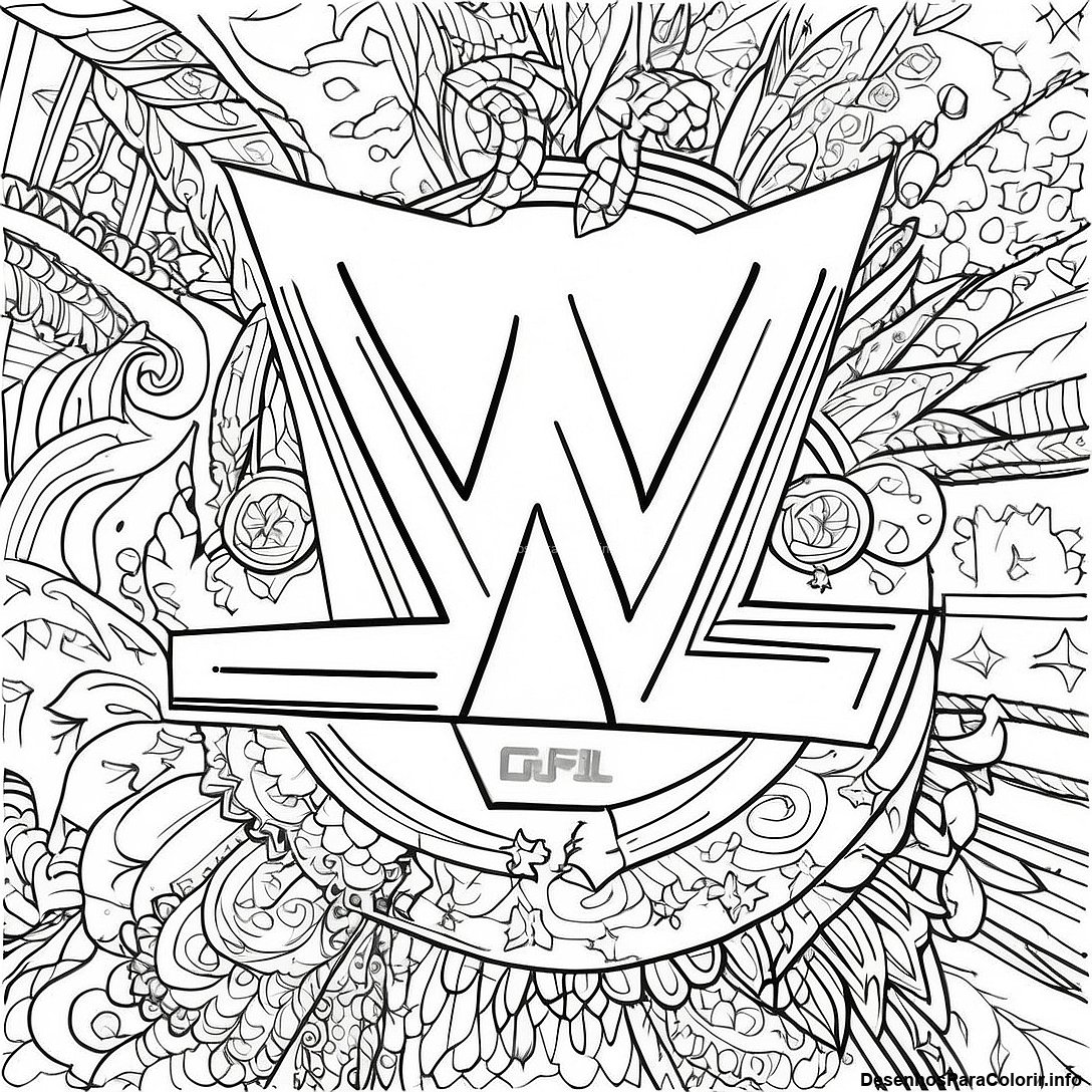 Página de colorir imprimível grátis Logotipo Da Wwe Para Colorir da coleção Programas de TV para Crianças — desenho em preto e branco para crianças e adultos.