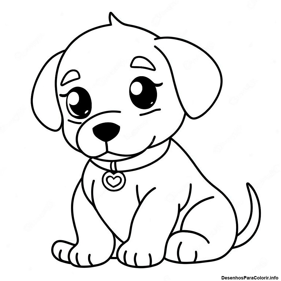 Página de colorir imprimível grátis Página Para Colorir Cachorrinho Realista da coleção Animais — desenho em preto e branco para crianças e adultos.