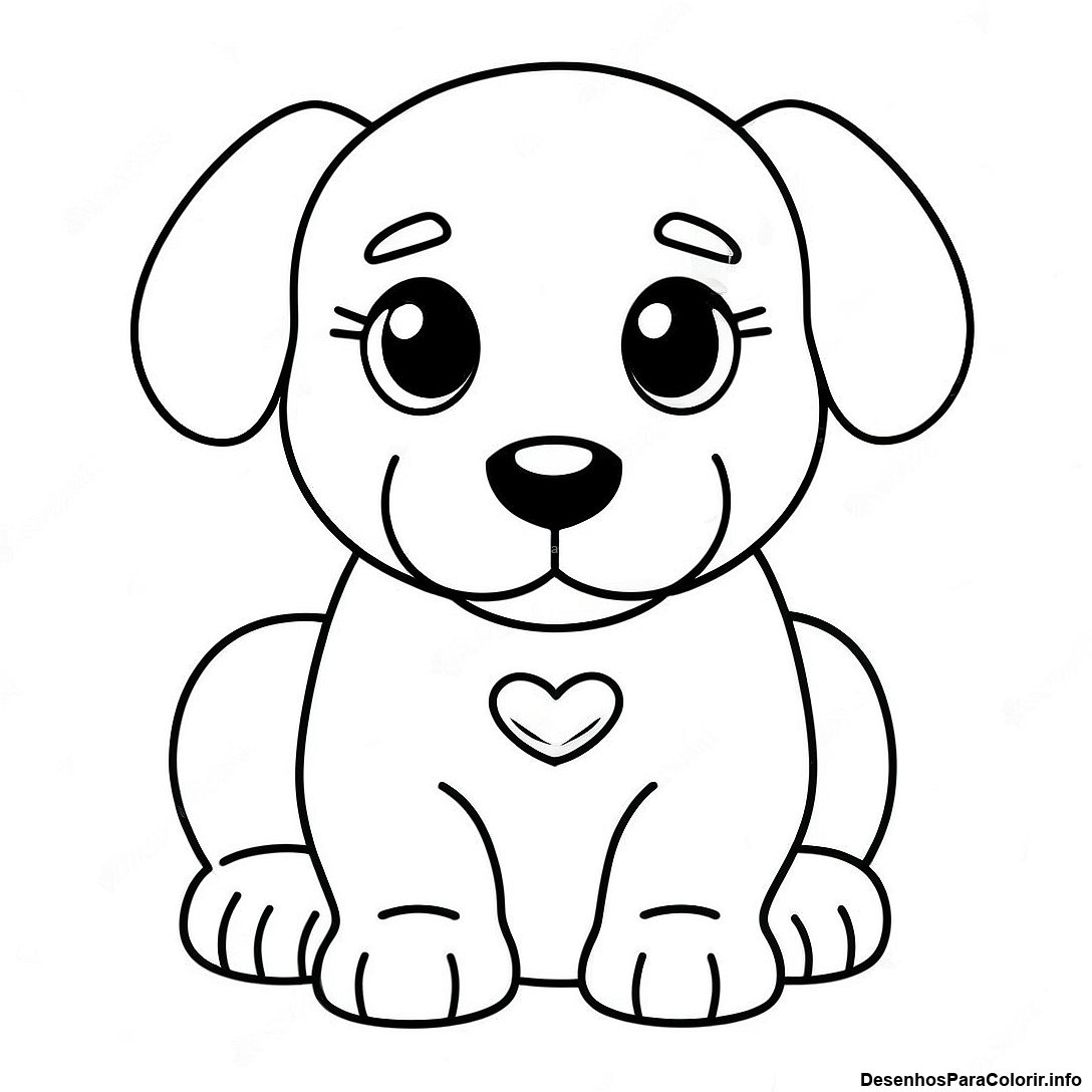 Página de colorir imprimível grátis Página Para Colorir Cachorrinho Realista da coleção Animais — desenho em preto e branco para crianças e adultos.