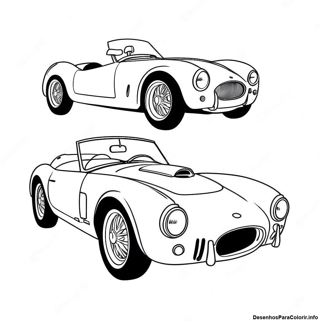 Página de colorir imprimível grátis Página Para Colorir Carro Esportivo Vintage da coleção Carros — desenho em preto e branco para crianças e adultos.