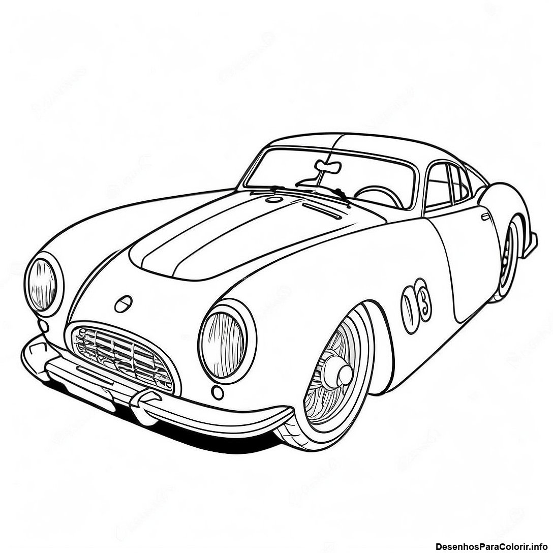 Página de colorir imprimível grátis Página Para Colorir Carro Esportivo Vintage da coleção Carros — desenho em preto e branco para crianças e adultos.