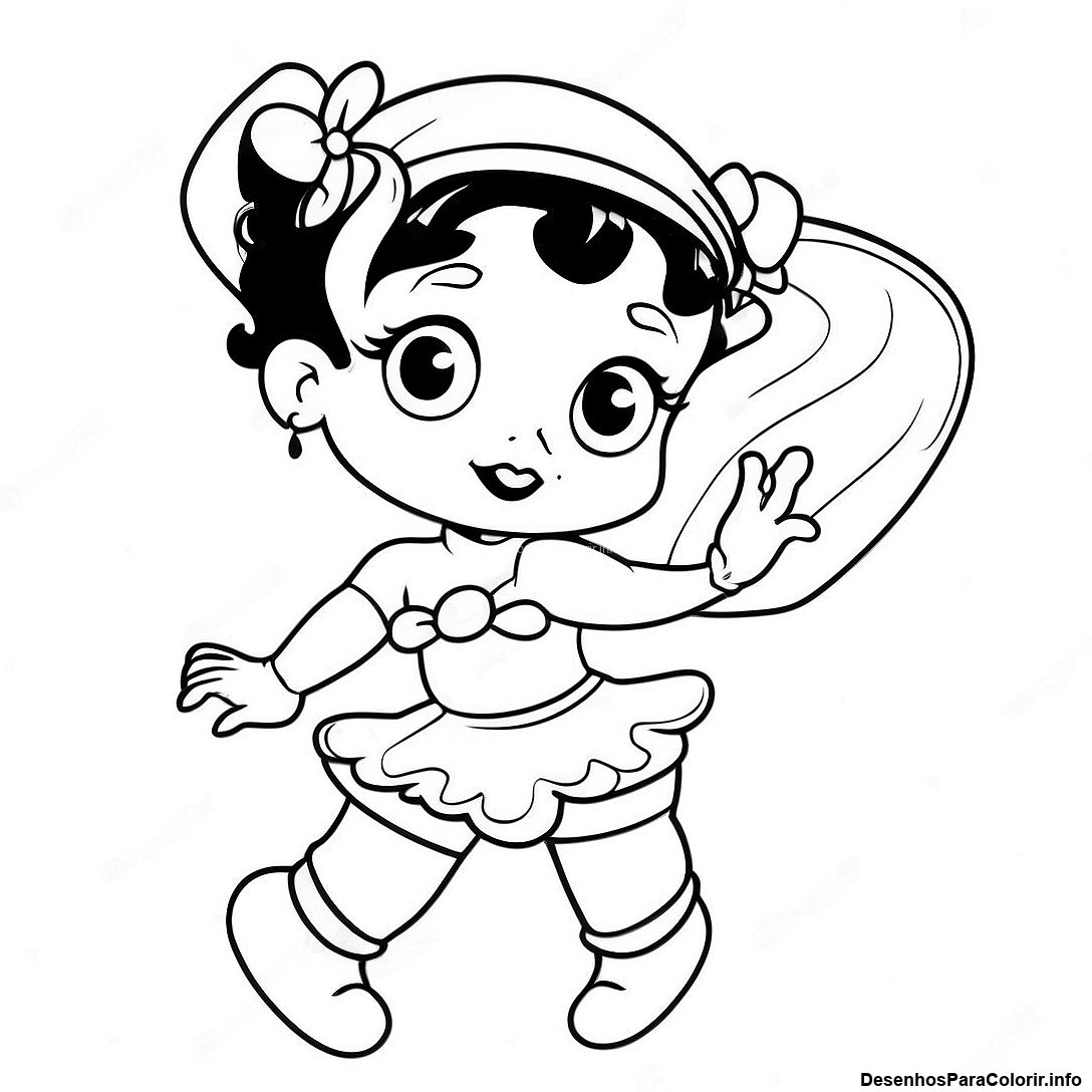 Página de colorir imprimível grátis Página Para Colorir Da Betty Boop Vintage da coleção Programas de TV para Crianças — desenho em preto e branco para crianças e adultos.
