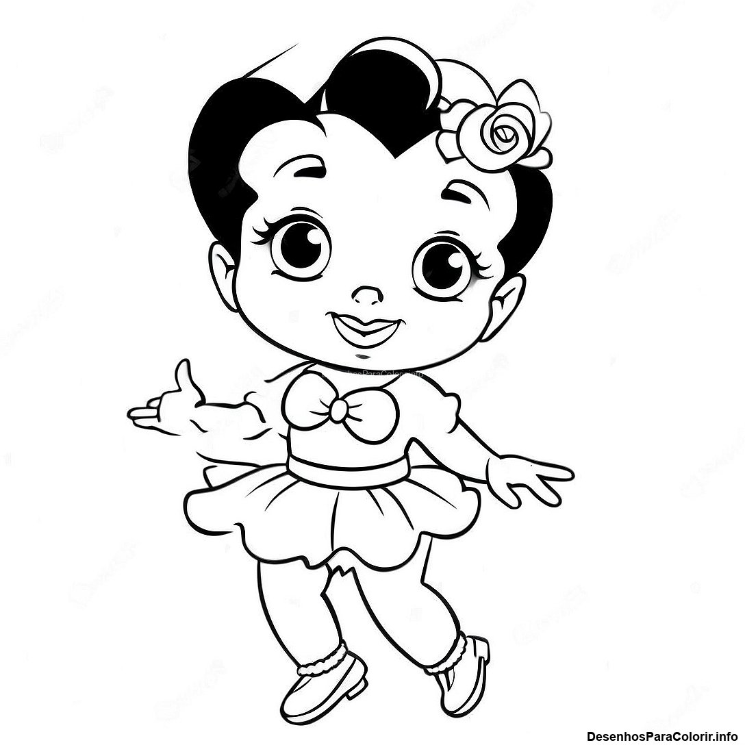 Página de colorir imprimível grátis Página Para Colorir Da Betty Boop Vintage da coleção Programas de TV para Crianças — desenho em preto e branco para crianças e adultos.