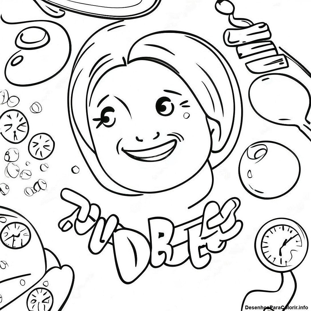 Página de colorir imprimível grátis Página Para Colorir Da Conscientização Sobre Diabetes Tipo 1 da coleção Diversos — desenho em preto e branco para crianças e adultos.
