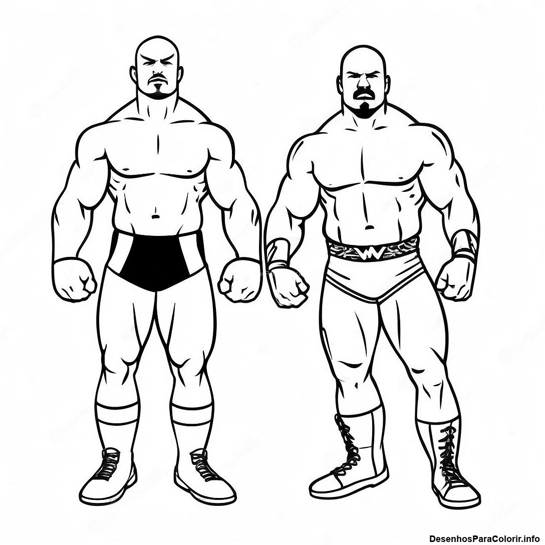 Página de colorir imprimível grátis Página Para Colorir Da Dinâmica Equipe De Tag Da Wwe da coleção Diversos — desenho em preto e branco para crianças e adultos.