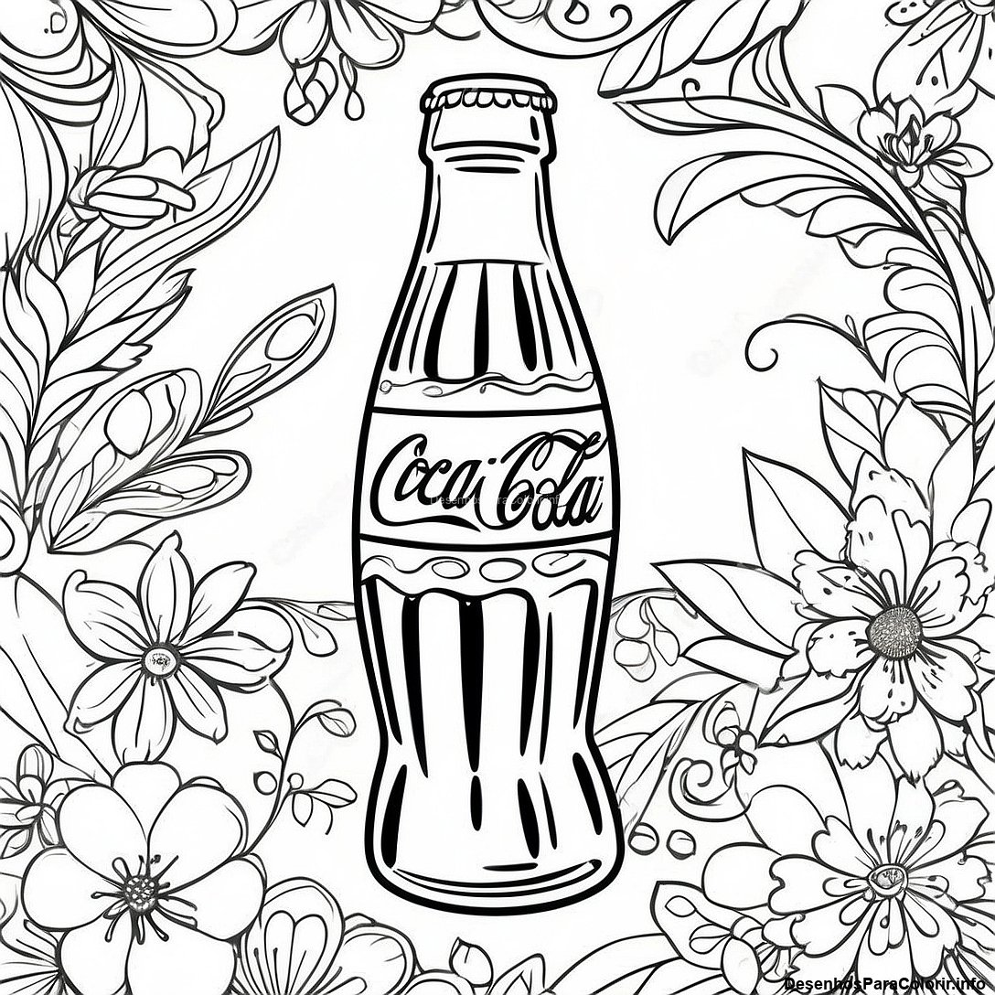 Página de colorir imprimível grátis Página Para Colorir Da Garrafa Vintage Da Coca Cola da coleção Diversos — desenho em preto e branco para crianças e adultos.