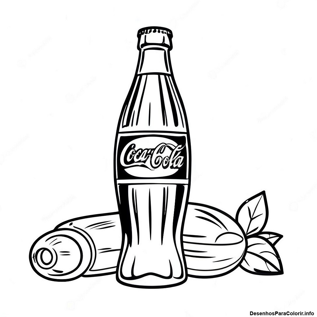Página de colorir imprimível grátis Página Para Colorir Da Garrafa Vintage Da Coca Cola da coleção Diversos — desenho em preto e branco para crianças e adultos.