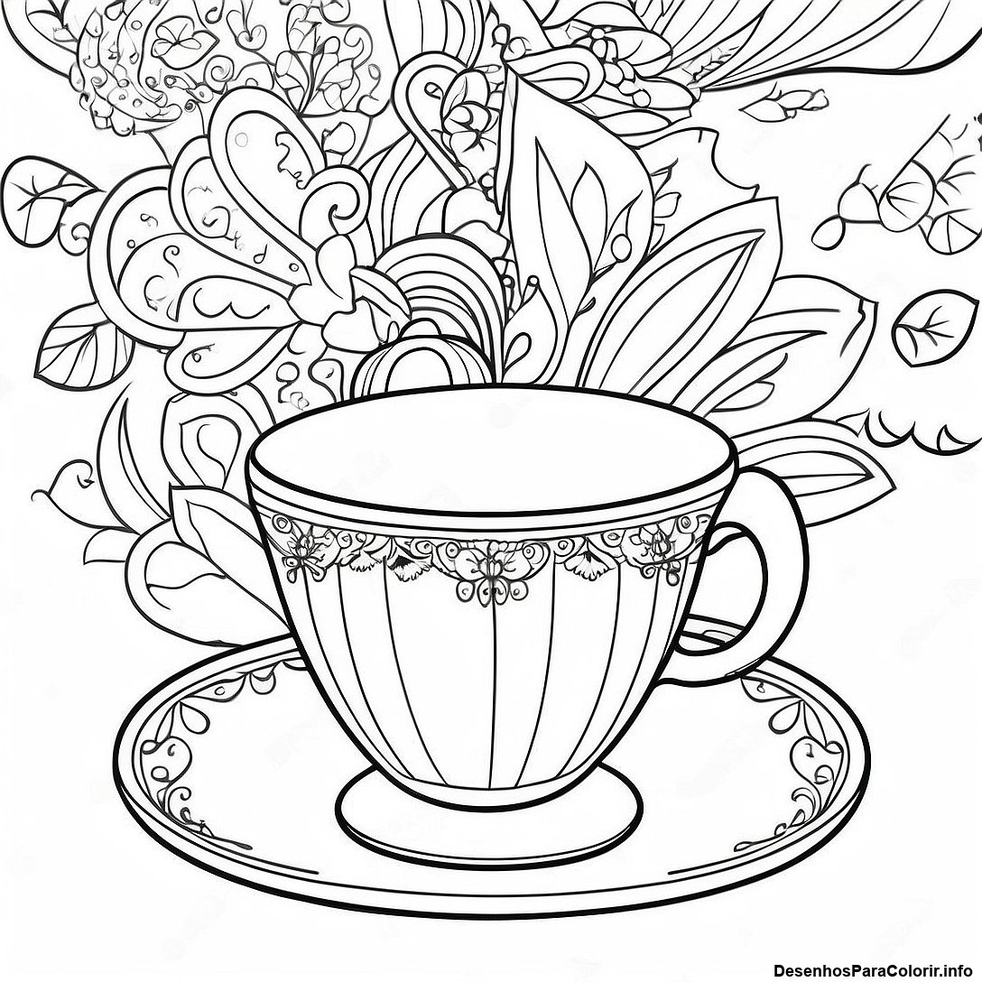 Pagina Para Colorir Da Xicara De Cha Vintage 111452 47815
