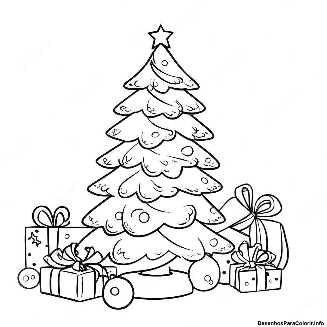 Página de colorir imprimível grátis Página Para Colorir De Árvore De Natal Vintage da coleção Halloween — desenho em preto e branco para crianças e adultos.