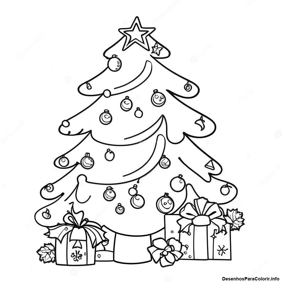 Página de colorir imprimível grátis Página Para Colorir De Árvore De Natal Vintage da coleção Halloween — desenho em preto e branco para crianças e adultos.