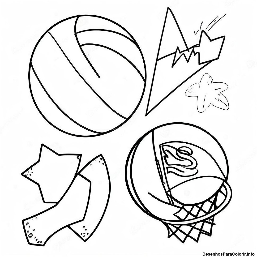 Página de colorir imprimível grátis Página Para Colorir De Basquete Vintage Da Nba da coleção Esportes — desenho em preto e branco para crianças e adultos.
