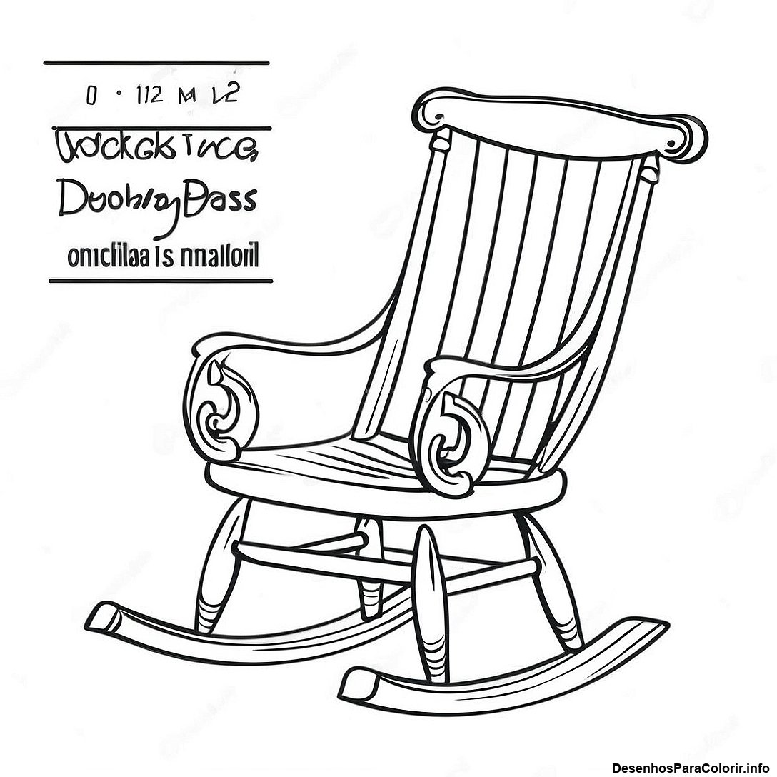 Página de colorir imprimível grátis Página Para Colorir De Cadeira De Balanço Vintage da coleção Diversos — desenho em preto e branco para crianças e adultos.