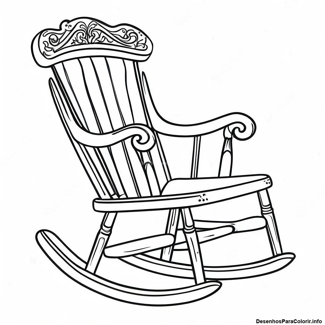 Página de colorir imprimível grátis Página Para Colorir De Cadeira De Balanço Vintage da coleção Diversos — desenho em preto e branco para crianças e adultos.