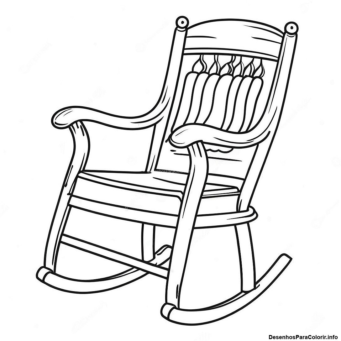 Página de colorir imprimível grátis Página Para Colorir De Cadeira De Balanço Vintage da coleção Diversos — desenho em preto e branco para crianças e adultos.