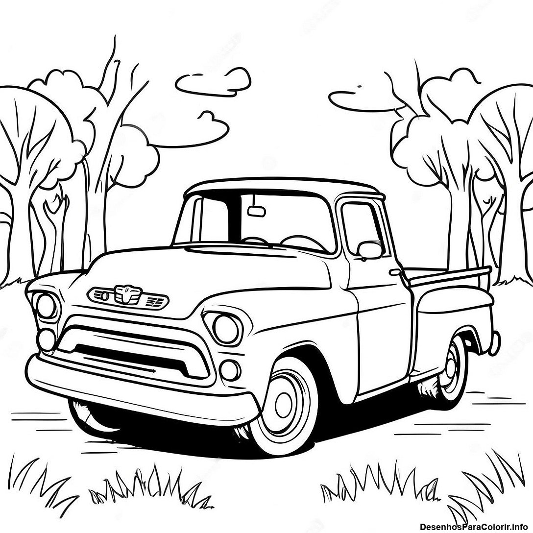 Página de colorir imprimível grátis Página Para Colorir De Caminhão Chevy Vintage da coleção Carros — desenho em preto e branco para crianças e adultos.