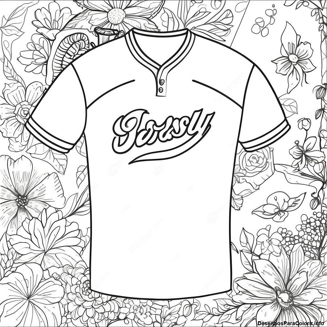 Página de colorir imprimível grátis Página Para Colorir De Camisa Vintage da coleção Diversos — desenho em preto e branco para crianças e adultos.