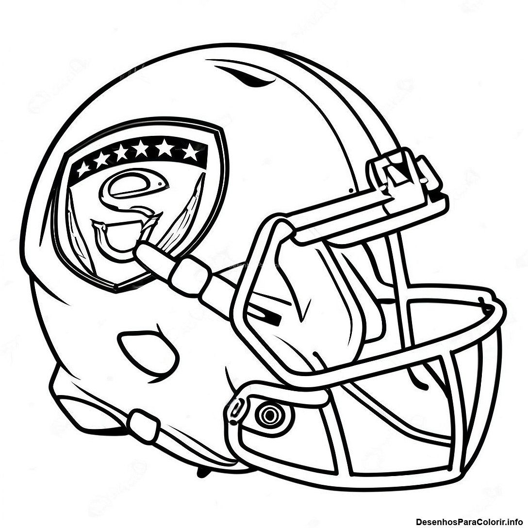 Página de colorir imprimível grátis Página Para Colorir De Capacete Realista Da Nfl da coleção Esportes — desenho em preto e branco para crianças e adultos.