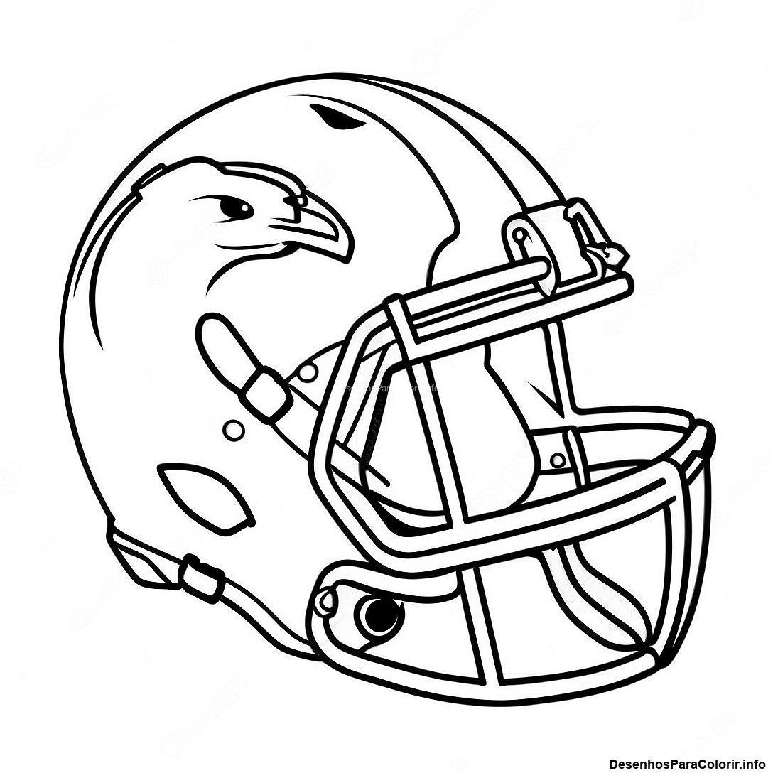 Página de colorir imprimível grátis Página Para Colorir De Capacete Vintage Da Nfl da coleção Esportes — desenho em preto e branco para crianças e adultos.