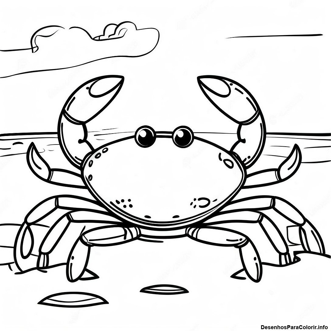 Página de colorir imprimível grátis Página Para Colorir De Caranguejo Realista Na Areia da coleção Animais — desenho em preto e branco para crianças e adultos.