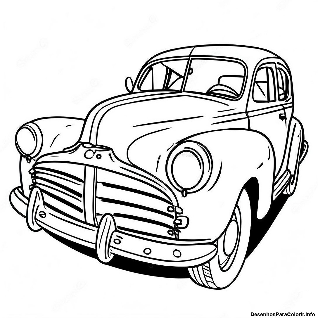 Página de colorir imprimível grátis Página Para Colorir De Carro Clássico Vintage da coleção Carros — desenho em preto e branco para crianças e adultos.