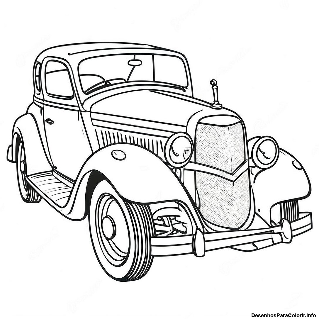 Página de colorir imprimível grátis Página Para Colorir De Carro Clássico Vintage da coleção Carros — desenho em preto e branco para crianças e adultos.