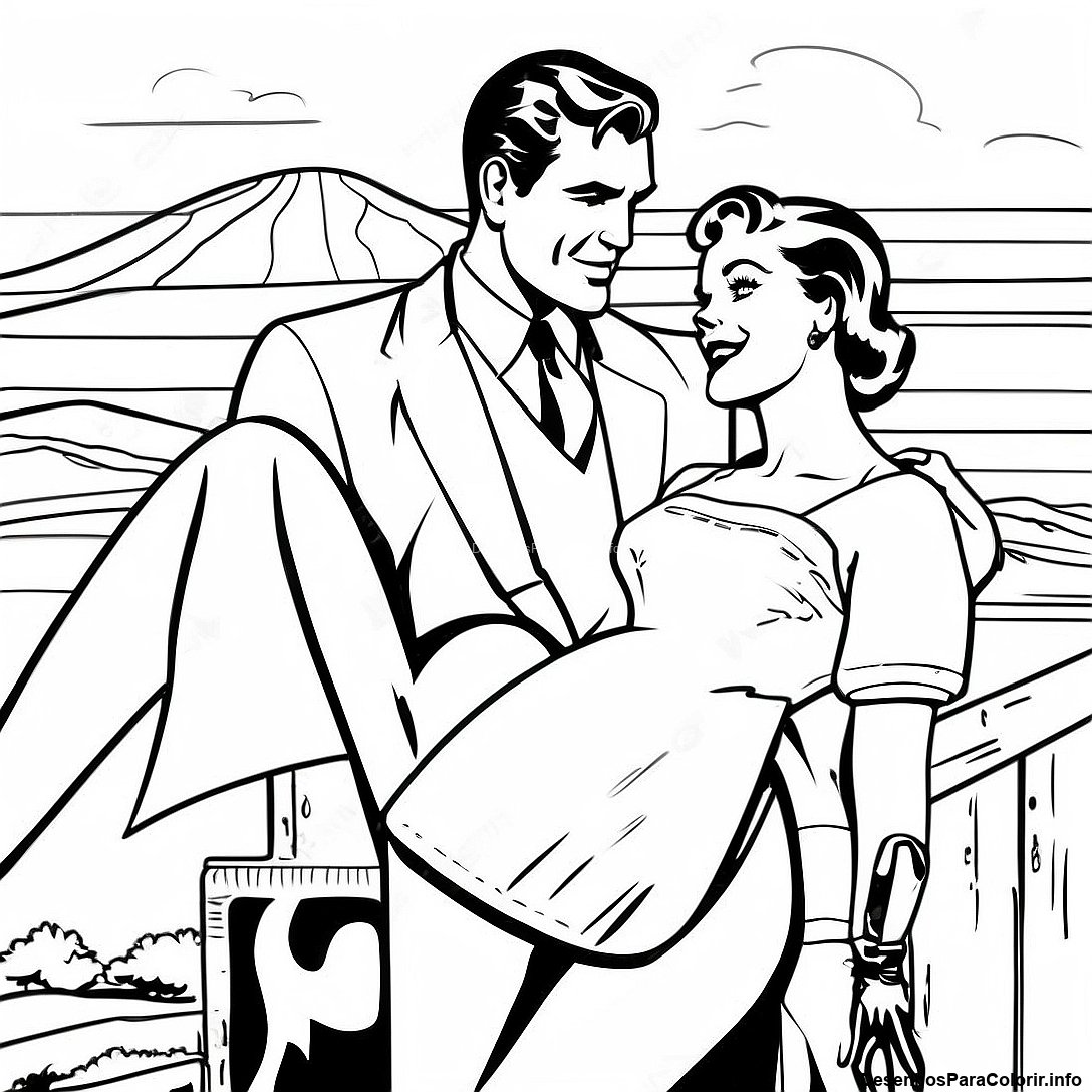 Página de colorir imprimível grátis Página Para Colorir De Cartaz De Filme Vintage De Hollywood da coleção Celebridades — desenho em preto e branco para crianças e adultos.