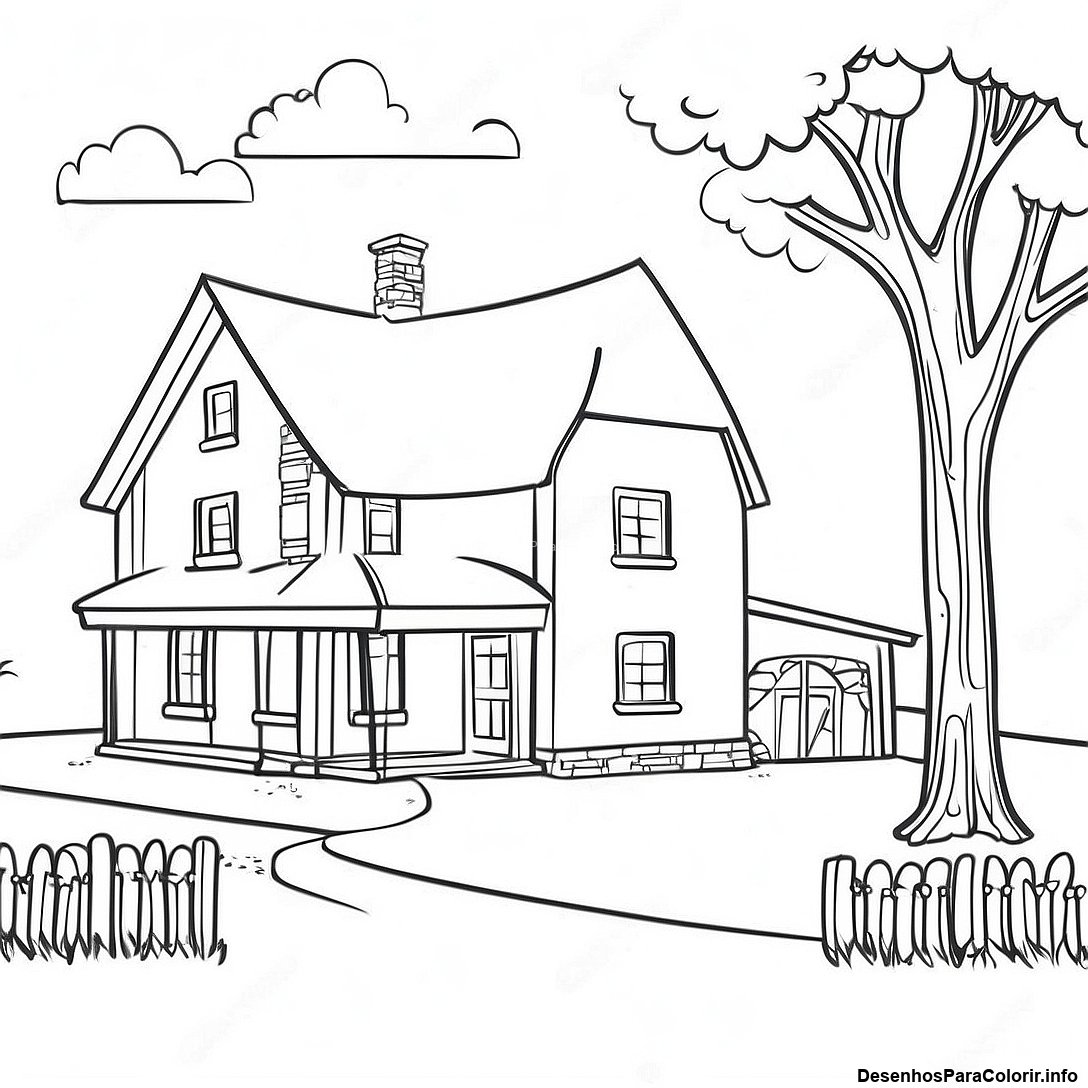 Pagina Para Colorir De Cena Vintage De Casa De Campo 113067 49195