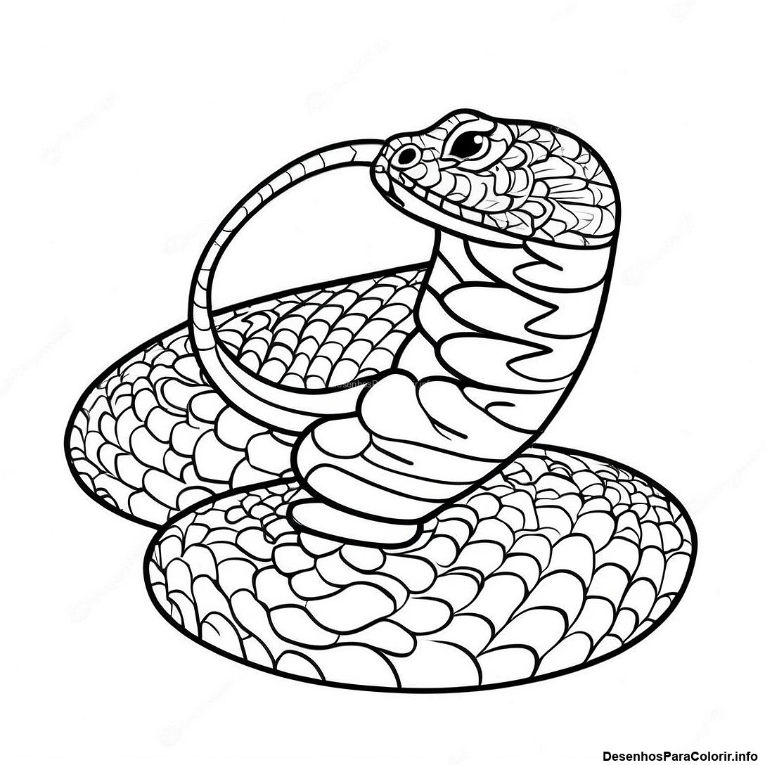 Página de colorir imprimível grátis Página Para Colorir De Cobra Realista da coleção Animais — desenho em preto e branco para crianças e adultos.
