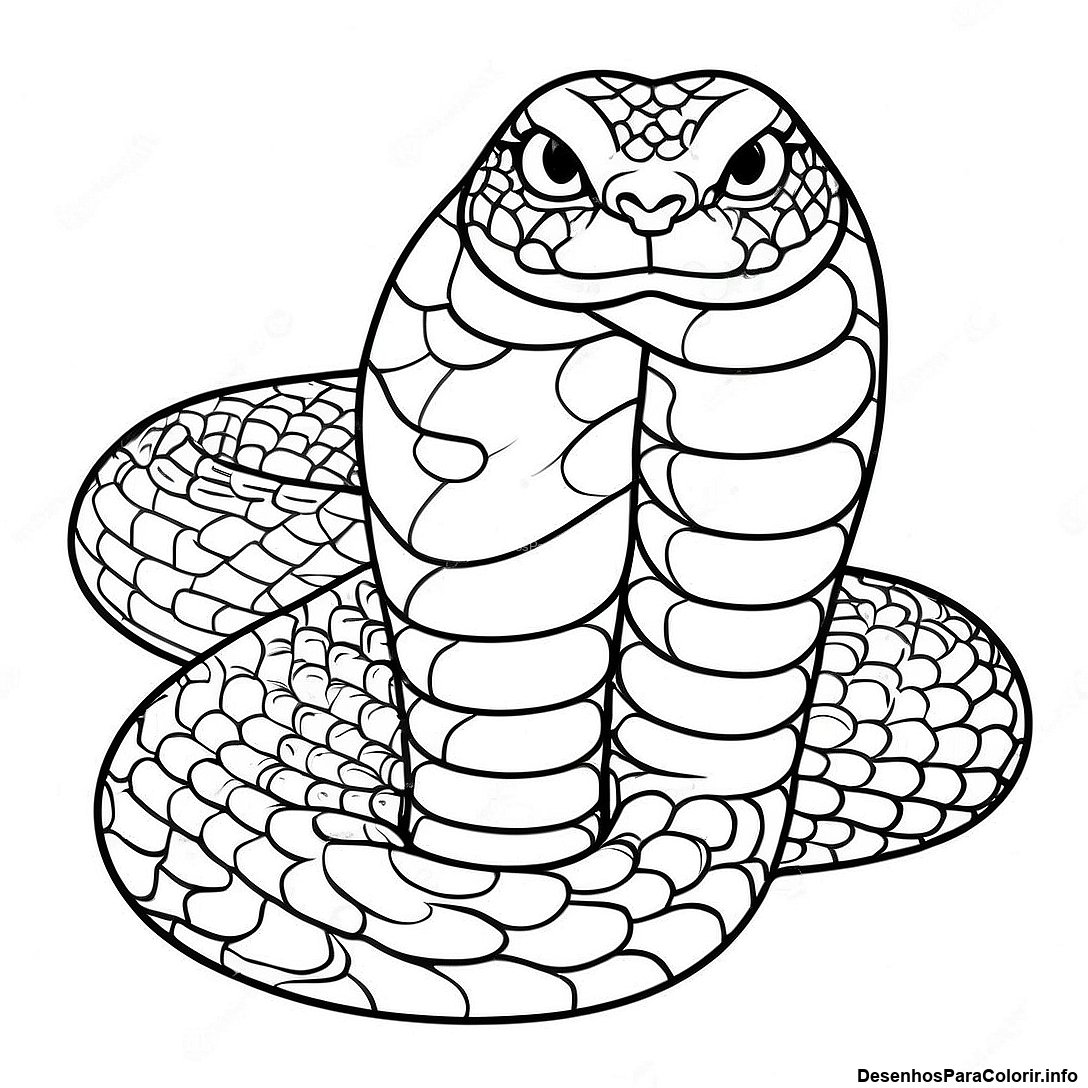 Página de colorir imprimível grátis Página Para Colorir De Cobra Realista da coleção Animais — desenho em preto e branco para crianças e adultos.
