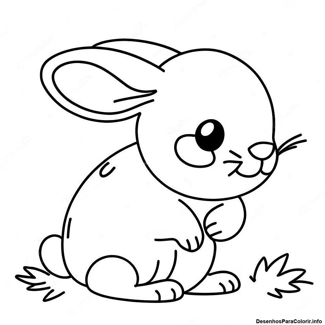 Página de colorir imprimível grátis Página Para Colorir De Coelho Realista da coleção Animais — desenho em preto e branco para crianças e adultos.