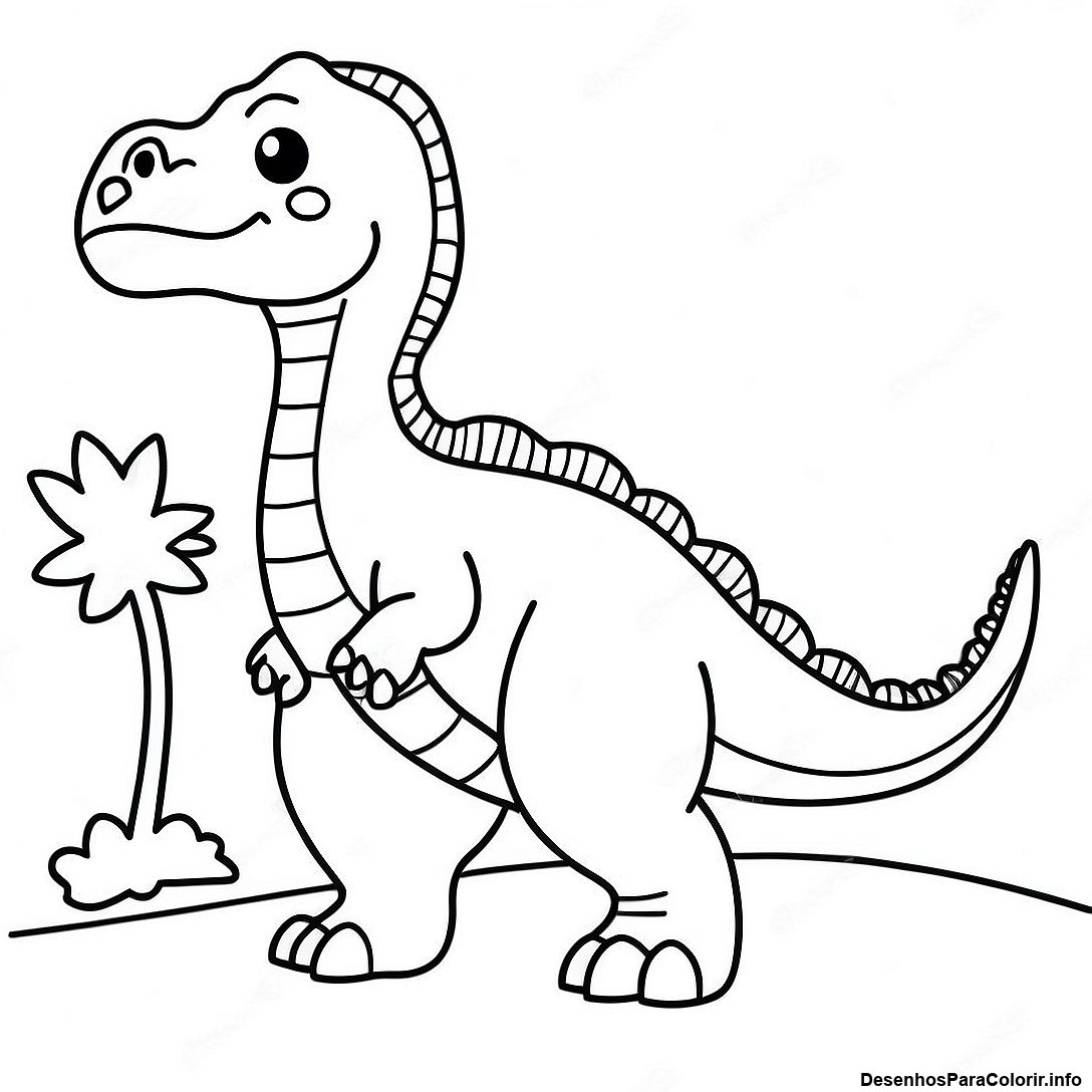 Página de colorir imprimível grátis Página Para Colorir De Dinossauro Realista da coleção Dinossauros — desenho em preto e branco para crianças e adultos.