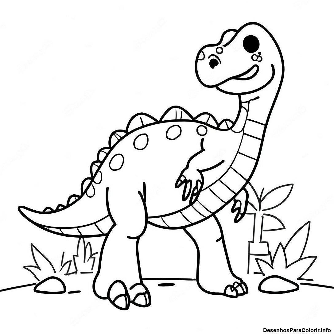 Página de colorir imprimível grátis Página Para Colorir De Dinossauro Realista da coleção Dinossauros — desenho em preto e branco para crianças e adultos.