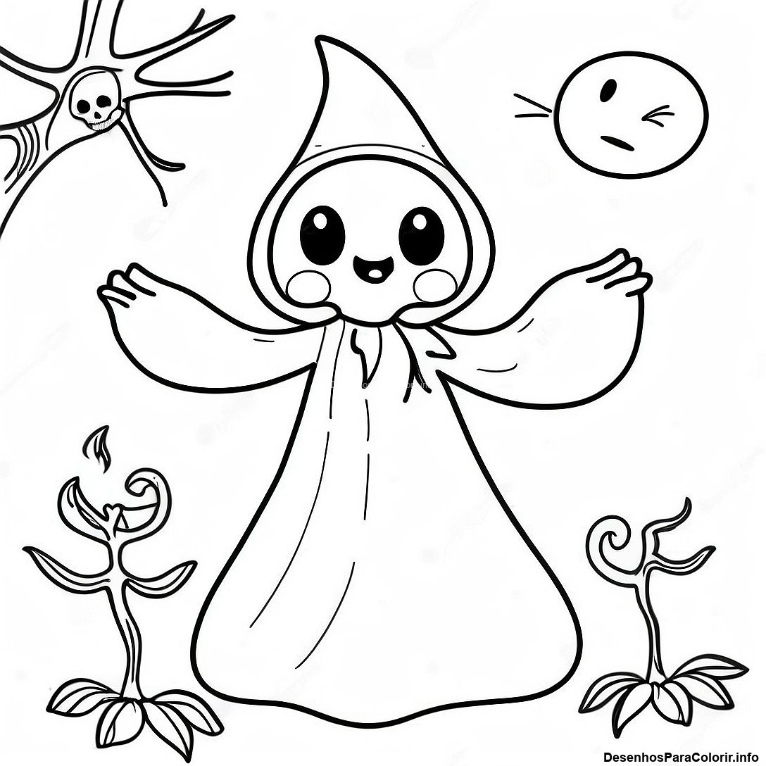 Pagina Para Colorir De Fantasma Vintage De Halloween Fantastico 103431 41469