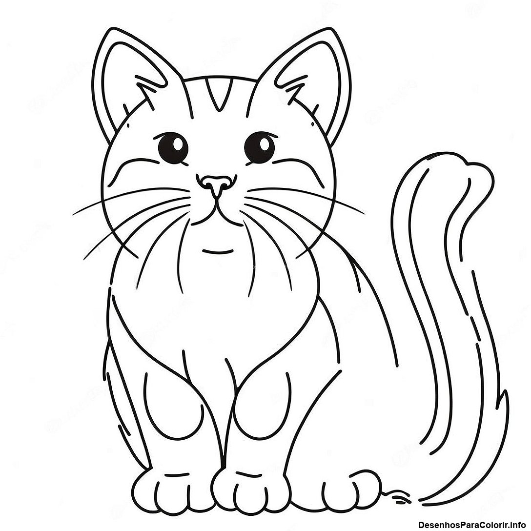 Página de colorir imprimível grátis Página Para Colorir De Gato Realista da coleção Animais — desenho em preto e branco para crianças e adultos.