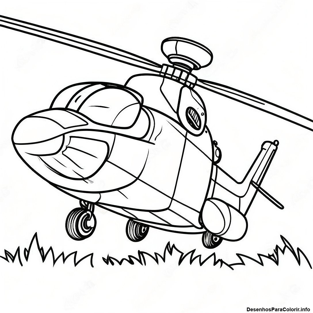 Página de colorir imprimível grátis Página Para Colorir De Helicóptero Militar Realista da coleção Máquinas — desenho em preto e branco para crianças e adultos.