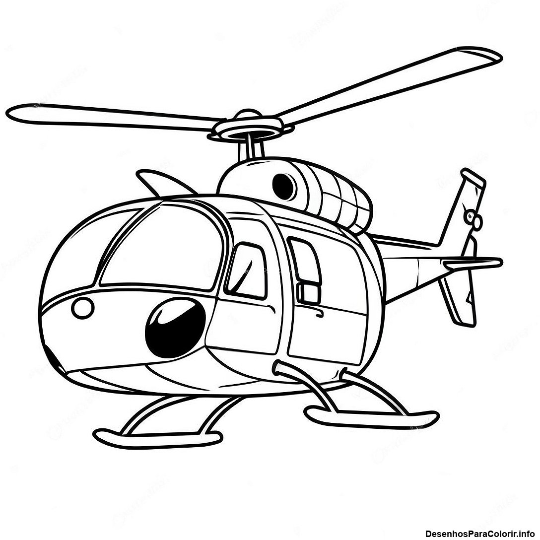Página de colorir imprimível grátis Página Para Colorir De Helicóptero Vintage Em Uma Missão da coleção Máquinas — desenho em preto e branco para crianças e adultos.