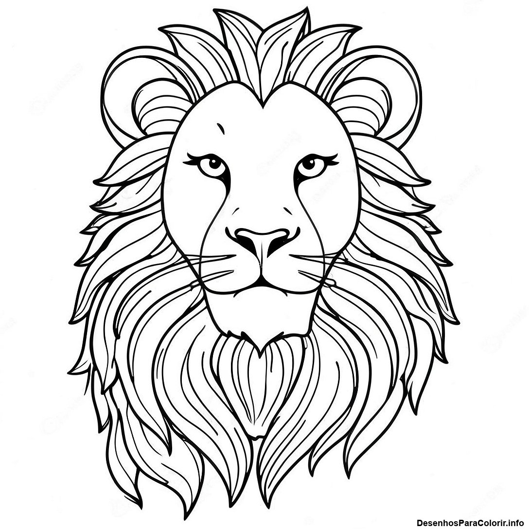 Página de colorir imprimível grátis Página Para Colorir De Leão Realista da coleção Animais — desenho em preto e branco para crianças e adultos.
