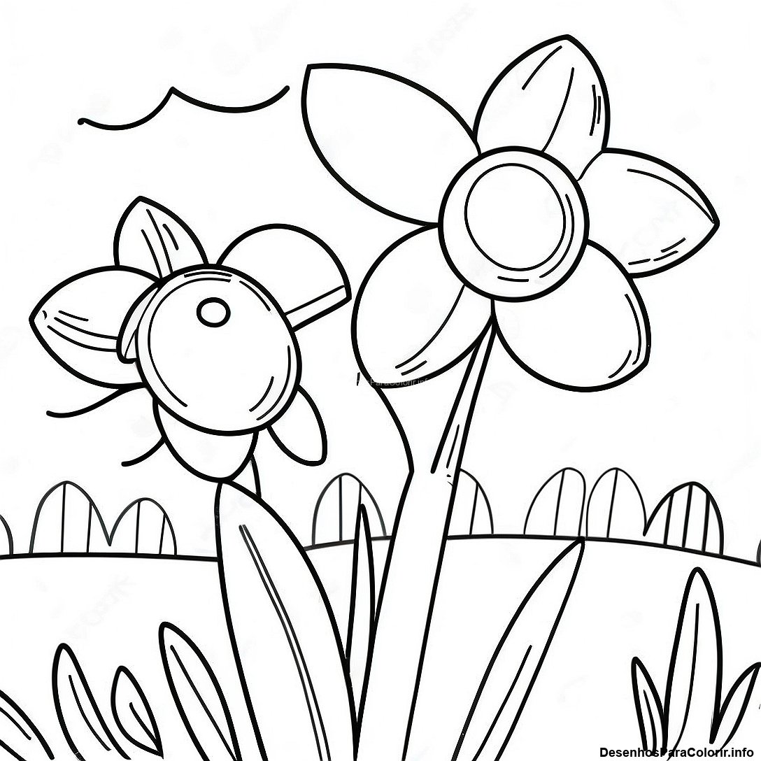 Página de colorir imprimível grátis Página Para Colorir De Narciso Realista No Jardim da coleção Natureza — desenho em preto e branco para crianças e adultos.