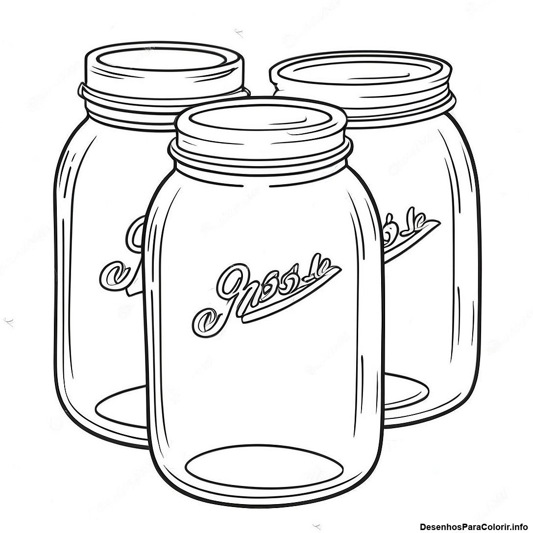 Página de colorir imprimível grátis Página Para Colorir De Pote De Conserva Vintage da coleção Diversos — desenho em preto e branco para crianças e adultos.